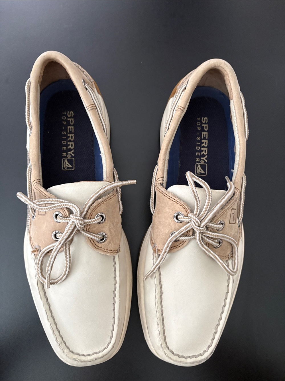Sperry Men’s Two-Tone Cream and Tan Boat Shoes Top Sider
